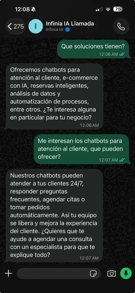 Chatbot de Infin-IA en WhatsApp
