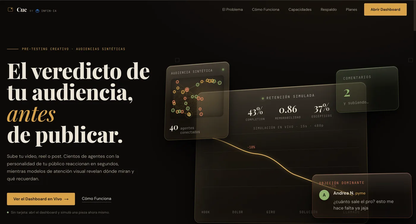 Página de inicio de Cue